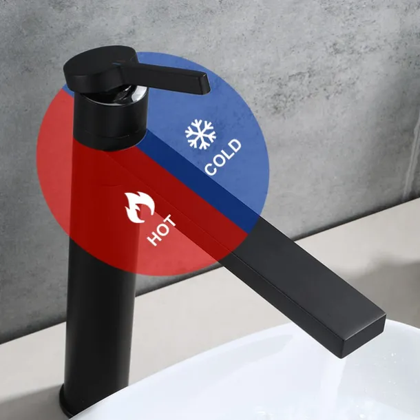 Bathroom Vessel Faucet Tall 11 inch, Sink Mixer Basin Taps Deck Mounted, Monobloc Round Single Handle Cermaic Valve Brass Taps Black Gold Chrome