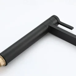 Bathroom Vessel Faucet Tall 11 inch, Sink Mixer Basin Taps Deck Mounted, Monobloc Round Single Handle Cermaic Valve Brass Taps Black Gold Chrome