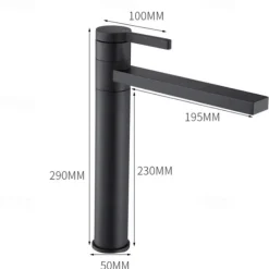 Bathroom Vessel Faucet Tall 11 inch, Sink Mixer Basin Taps Deck Mounted, Monobloc Round Single Handle Cermaic Valve Brass Taps Black Gold Chrome