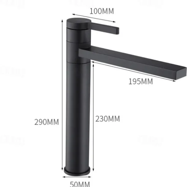 Bathroom Vessel Faucet Tall 11 inch, Sink Mixer Basin Taps Deck Mounted, Monobloc Round Single Handle Cermaic Valve Brass Taps Black Gold Chrome