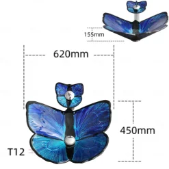 Bathroom Vessel Sink Butterfly Shape Artistic Tempered Glass Vessel Sink Vessel Bowl Sink Countertop Vanity Vessel Sink with Waterfall Faucet and Pop Up Drain Combo