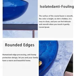 Bathroom Vessel Sink Tempered Glass Wash Basin Bowl Above Counter Art Vessel Sink with Water Drop Faucets and Pop-Up Drain