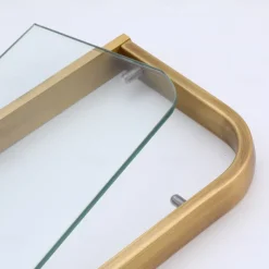 Bathroom Wall Mounted Single Layer Rectangle Glass Shelf Antique Brass Finish Bathroom Storage Bathroom Accessories Holder