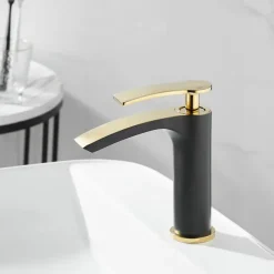 Bathroom Waterfall Sink Faucet, Basin Mixer Taps Tall Short Brass, Deck Mounted Single Handle One Hole Tap with Hot and Cold Hose Vessel Water Tap Washroom