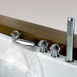 Bathtub Faucet - Contemporary Chrome Roman Tub Brass Valve Bath Shower Mixer Taps