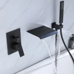 Bathtub Faucet - Contemporary Chrome Wall Installation Ceramic Valve Bath Shower Mixer Taps