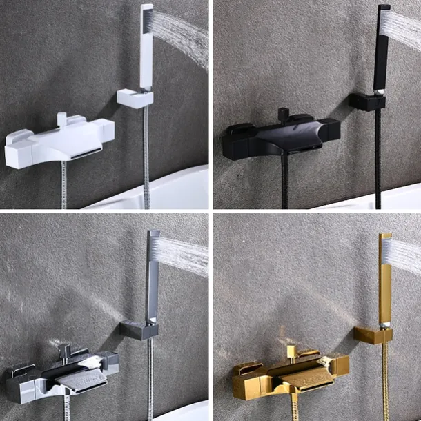 Bathtub Faucet - Contemporary Electroplated Wall Mounted Ceramic Valve Bath Shower Mixer Taps
