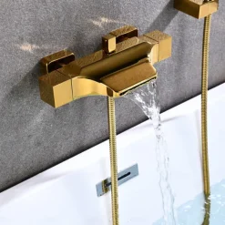 Bathtub Faucet - Contemporary Electroplated Wall Mounted Ceramic Valve Bath Shower Mixer Taps