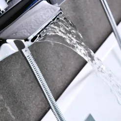 Bathtub Faucet - Contemporary Electroplated Wall Mounted Ceramic Valve Bath Shower Mixer Taps
