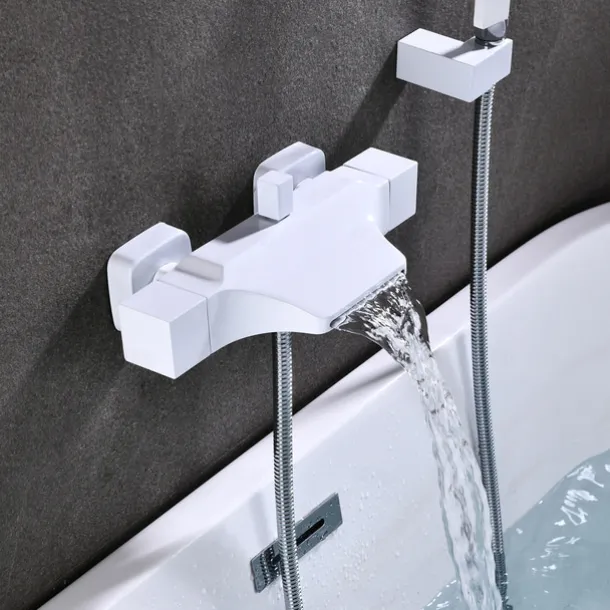 Bathtub Faucet - Contemporary Electroplated Wall Mounted Ceramic Valve Bath Shower Mixer Taps