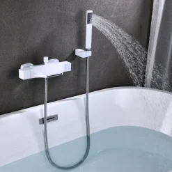 Bathtub Faucet - Contemporary Electroplated Wall Mounted Ceramic Valve Bath Shower Mixer Taps