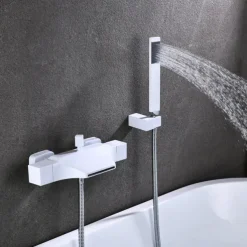 Bathtub Faucet - Contemporary Electroplated Wall Mounted Ceramic Valve Bath Shower Mixer Taps