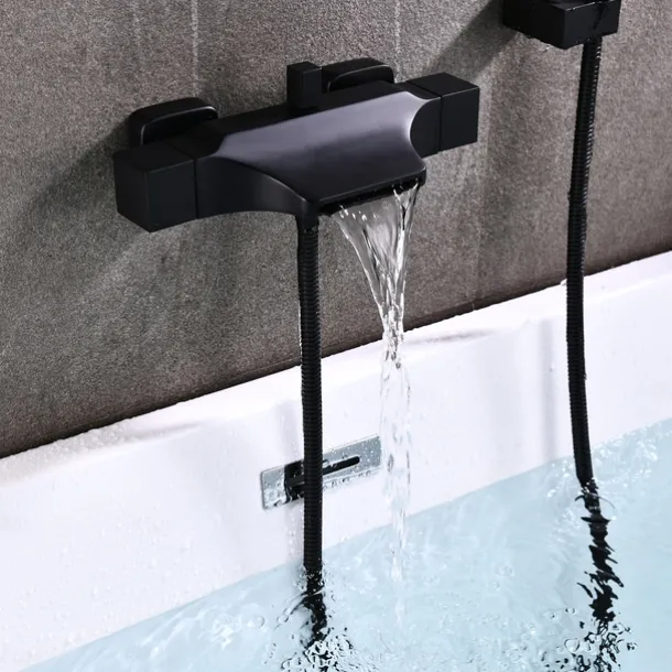 Bathtub Faucet - Contemporary Electroplated Wall Mounted Ceramic Valve Bath Shower Mixer Taps