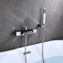 Bathtub Faucet - Contemporary Electroplated Wall Mounted Ceramic Valve Bath Shower Mixer Taps