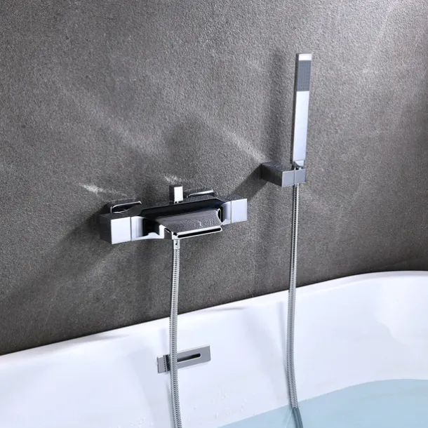 Bathtub Faucet - Contemporary Electroplated Wall Mounted Ceramic Valve Bath Shower Mixer Taps
