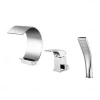 Bathtub Faucet - Contemporary Chrome Roman Tub Ceramic Valve Bath Shower Mixer Taps / Brass / Single Handle Three Holes
