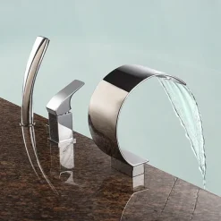 Bathtub Faucet - Contemporary Chrome Roman Tub Ceramic Valve Bath Shower Mixer Taps / Brass / Single Handle Three Holes