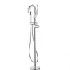 Bathtub Faucet - Contemporary Chrome Floor Mounted Ceramic Valve Bath Shower Mixer Taps