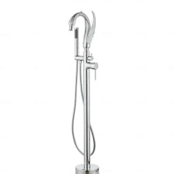 Bathtub Faucet - Contemporary Chrome Floor Mounted Ceramic Valve Bath Shower Mixer Taps