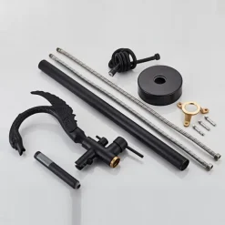 Bathtub Faucet - Contemporary Chrome Floor Mounted Ceramic Valve Bath Shower Mixer Taps