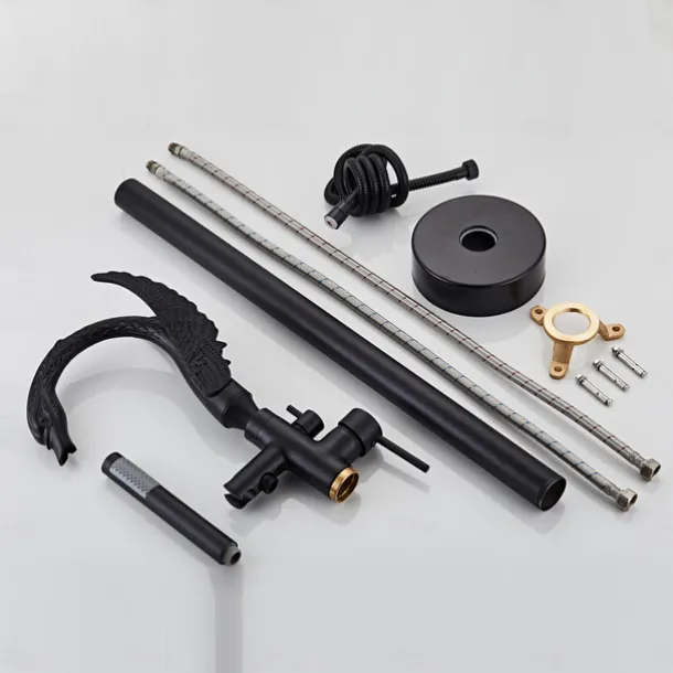 Bathtub Faucet - Contemporary Chrome Floor Mounted Ceramic Valve Bath Shower Mixer Taps