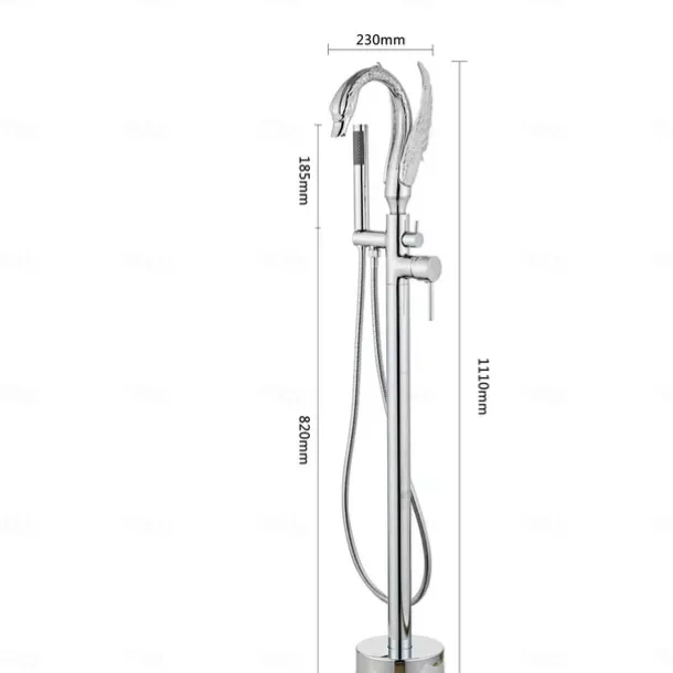 Bathtub Faucet - Contemporary Chrome Floor Mounted Ceramic Valve Bath Shower Mixer Taps