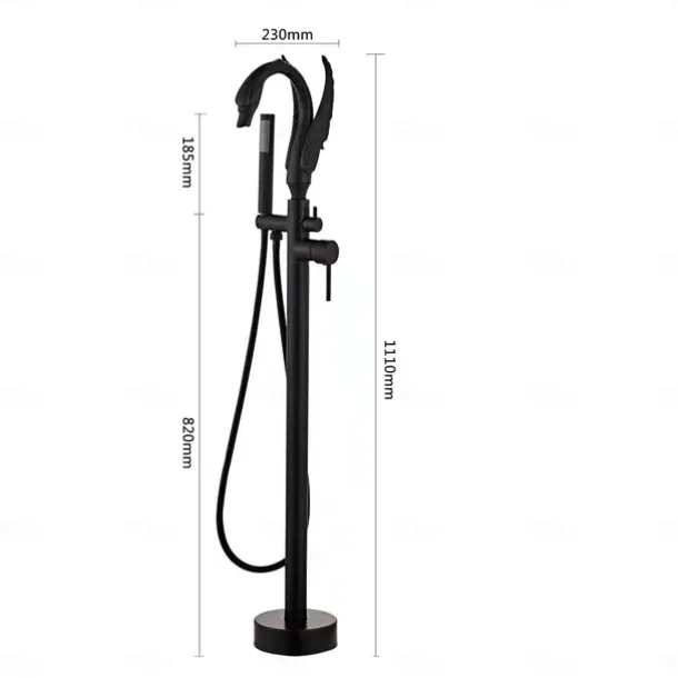 Bathtub Faucet - Contemporary Chrome Floor Mounted Ceramic Valve Bath Shower Mixer Taps