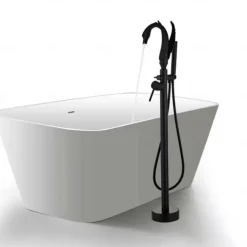 Bathtub Faucet - Contemporary Chrome Floor Mounted Ceramic Valve Bath Shower Mixer Taps