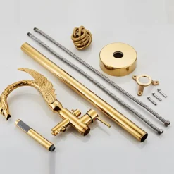 Bathtub Faucet - Contemporary Chrome Floor Mounted Ceramic Valve Bath Shower Mixer Taps