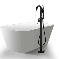 Bathtub Faucet - Contemporary Chrome Floor Mounted Ceramic Valve Bath Shower Mixer Taps