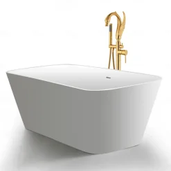 Bathtub Faucet - Contemporary Chrome Floor Mounted Ceramic Valve Bath Shower Mixer Taps