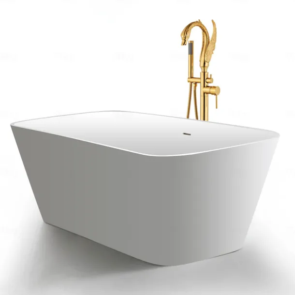 Bathtub Faucet - Contemporary Chrome Floor Mounted Ceramic Valve Bath Shower Mixer Taps