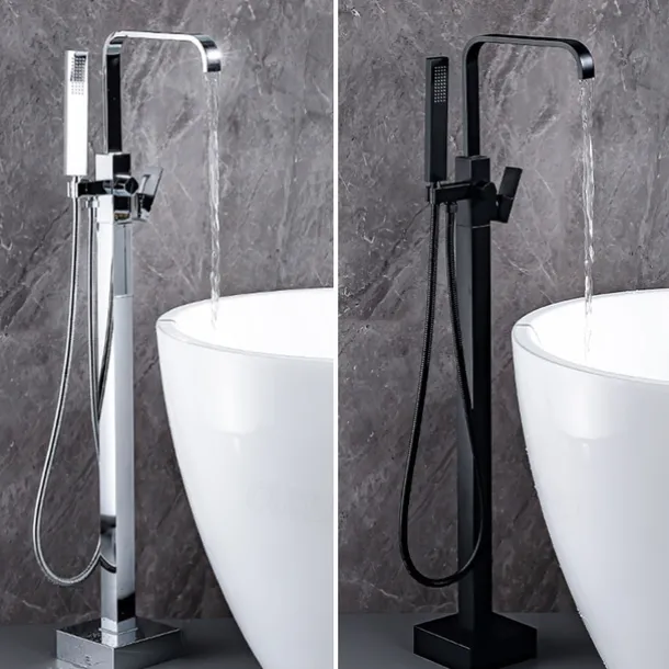 Bathtub Faucet - Contemporary Electroplated Free Standing Brass Valve Bath Shower Mixer Taps