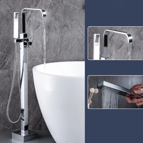 Bathtub Faucet - Contemporary Electroplated Free Standing Brass Valve Bath Shower Mixer Taps