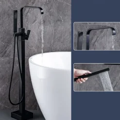 Bathtub Faucet - Contemporary Electroplated Free Standing Brass Valve Bath Shower Mixer Taps