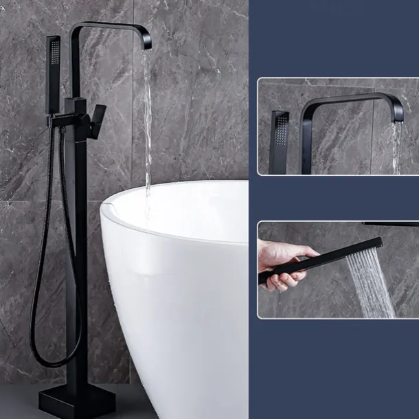 Bathtub Faucet - Contemporary Electroplated Free Standing Brass Valve Bath Shower Mixer Taps