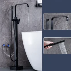 Bathtub Faucet - Contemporary Electroplated Free Standing Brass Valve Bath Shower Mixer Taps