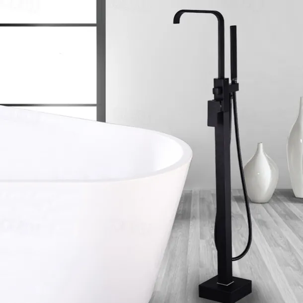 Bathtub Faucet - Contemporary Electroplated Free Standing Brass Valve Bath Shower Mixer Taps