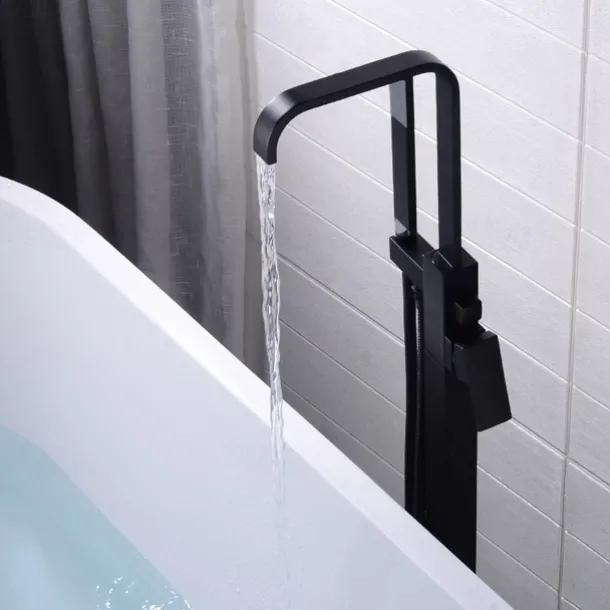 Bathtub Faucet - Contemporary Electroplated Free Standing Brass Valve Bath Shower Mixer Taps