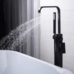 Bathtub Faucet - Contemporary Electroplated Free Standing Brass Valve Bath Shower Mixer Taps