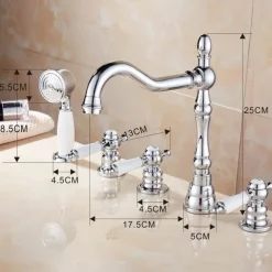 Bathtub Faucet - Contemporary Chrome Roman Tub Ceramic Valve Bath Shower Mixer Taps / Three Handles Two Holes