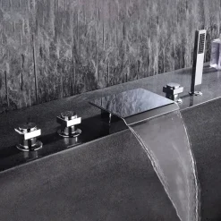 Bathtub Faucet - Contemporary Electroplated Roman Tub Ceramic Valve Bath Shower Mixer Taps