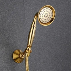 Bathtub Faucet - Contemporary Antique Brass Wall Installation Brass Valve Bath Shower Mixer Taps