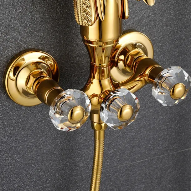 Bathtub Faucet - Contemporary Antique Brass Wall Installation Brass Valve Bath Shower Mixer Taps