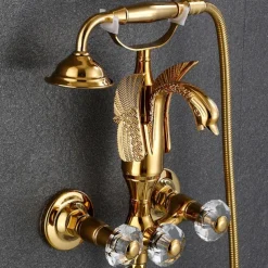 Bathtub Faucet - Contemporary Antique Brass Wall Installation Brass Valve Bath Shower Mixer Taps