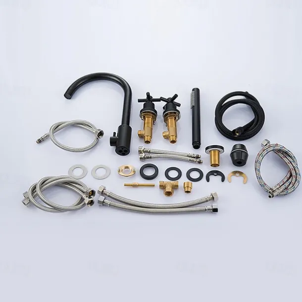 Bathtub Faucet - Contemporary Nickel Brushed Roman Tub Brass Valve Bath Shower Mixer Taps / Two Handles Four Holes