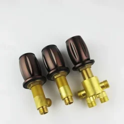 Bathtub Faucet - Contemporary Oil-rubbed Bronze Roman Tub Brass Valve Bath Shower Mixer Taps / Three Handles / Yes / Three Handles Five Holes / Waterfall / Three Handles Five Holes