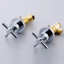 Bathtub Faucet 5 Hole Bathroom Tub Taps Deck Mounted, 3 Handle Sink Mixer Hot and Cold Bathroom Shower Faucets with Handshower Handheld Tap