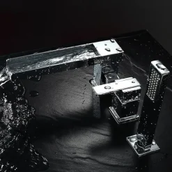 Bathtub Faucet -3 Holes Waterfall Bathtub Mixer Tap Chrome Bathroom Shower Faucet