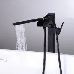 Bathtub Faucet - Minimalist Electroplated Free Standing Brass Valve Bath Shower Mixer Taps